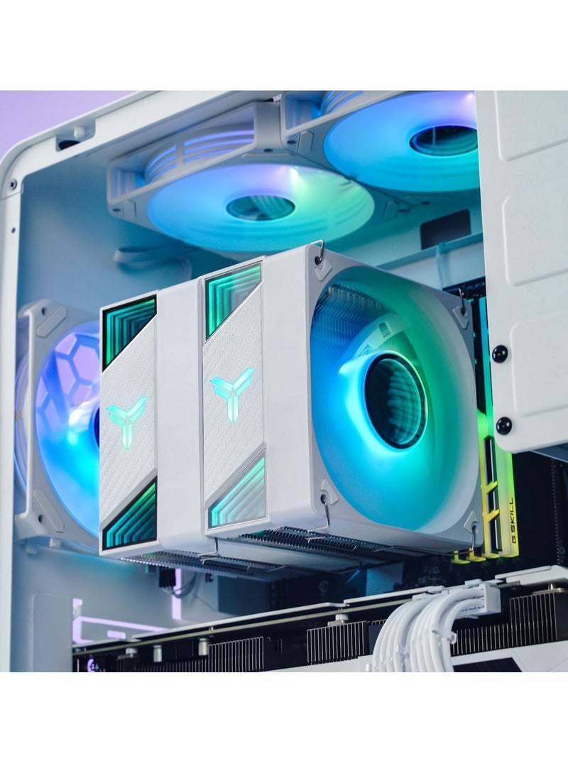 Generic CR-3000ARGB White CPU Cooler, 120mm Dual-Fan Dual-Tower, 7 High Efficiency Composite Anti-gravity Heatpipe, Support for AM5/Intel LGA 1700, Illusion topper with ARGB,No Blocking of the Memory  - Image 2