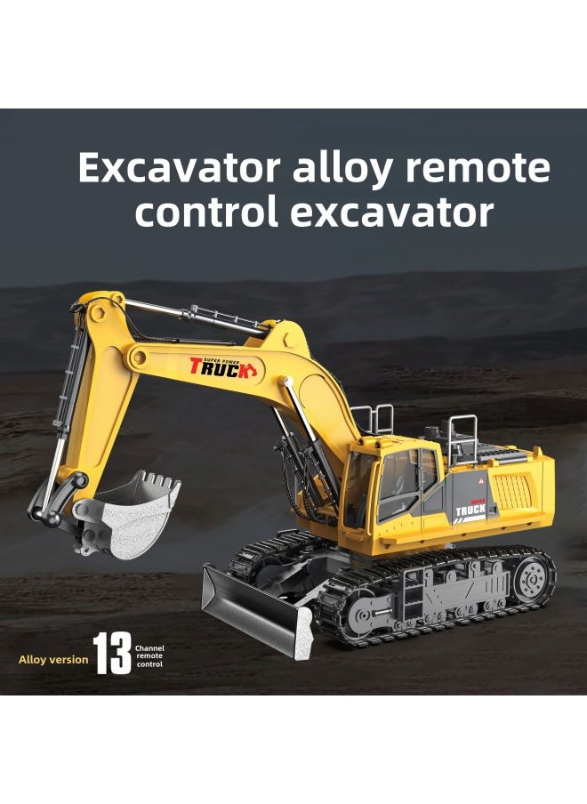 15 Pass Alloy Remote Control Excavator Boy Large Spray Excavator Charging Electric Simulation Engineering Car Toy-Color:Gray  Spray 15-way Alloy Excavator-Proportion:1 Battery  - Image 5