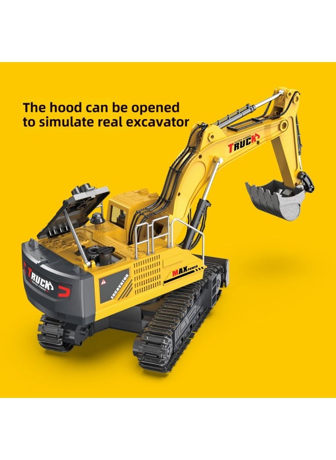 15 Pass Alloy Remote Control Excavator Boy Large Spray Excavator Charging Electric Simulation Engineering Car Toy-Color:Gray  Spray 15-way Alloy Excavator-Proportion:1 Battery  - Image 4