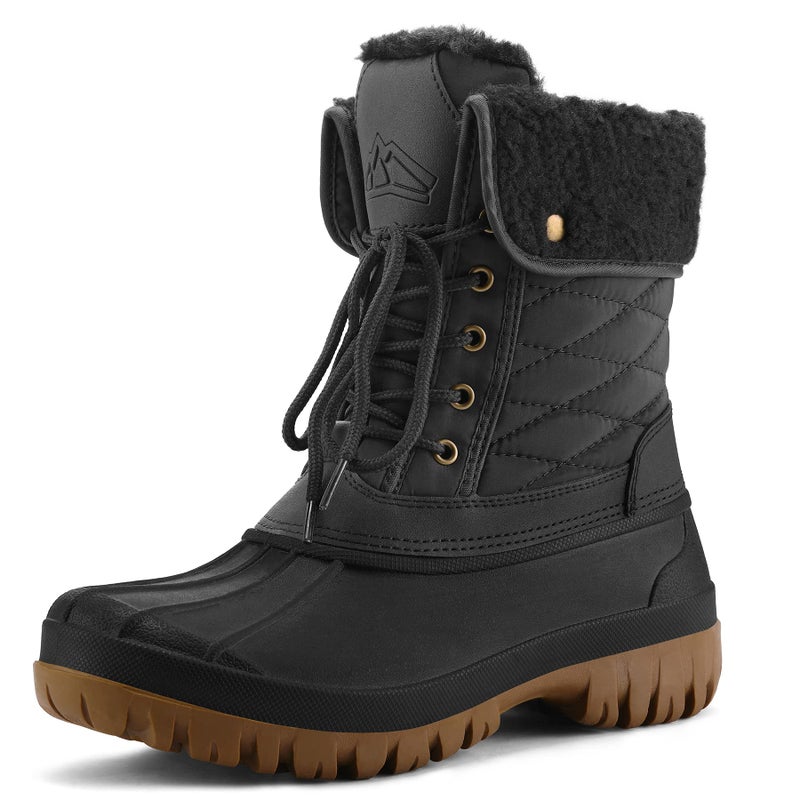 mysoft Women's Waterproof Snow Boots Insulated Warm, Lace-Up Winter Mid Calf Duck Boots for Outdoor - Image 1