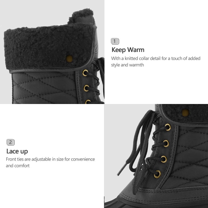 mysoft Women's Waterproof Snow Boots Insulated Warm, Lace-Up Winter Mid Calf Duck Boots for Outdoor - Image 5