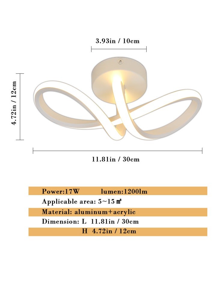 Goeco Modern LED Ceiling Lights, 20W 2500Lm Curved Ceiling Light Fixture, 3000K Warm White Ceiling Light Fixture for Living Room Bedroom Kitchen Dining Room - Image 2