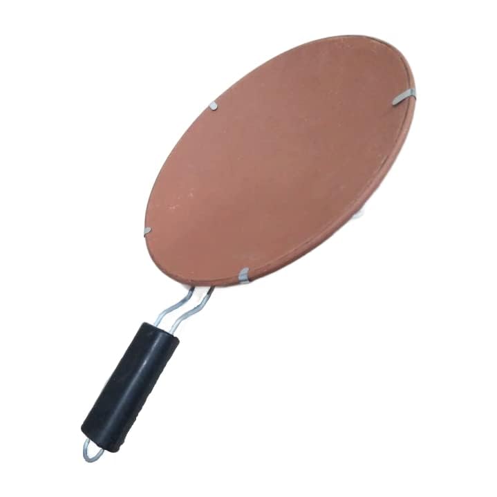 Clay Handicraft Handmade Mitti Terracotta Clay Tawa Tawa with Handle for Cooking Roti Chapati Dosa Clay Tawa for Traditional Taste Dosa Pack of 2  - Image 3