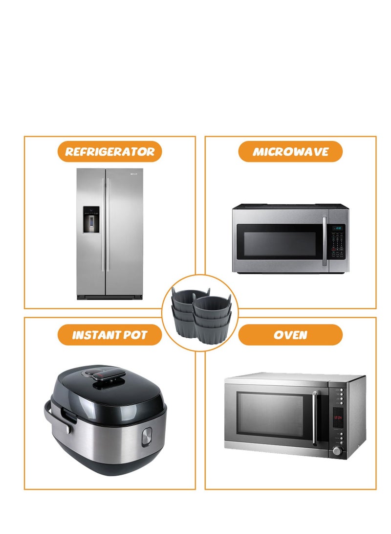 SYOSI 6Pcs Air Fryer Egg Mold, Silicone Ramekins for Air Fryer, Nonstick Reusable Air Fryer, Egg Poacher Egg Bites Molds Maker Egg Pan, BPA Free for Oven Microwave, Sturdy and Durable (Gray*6) - Image 5