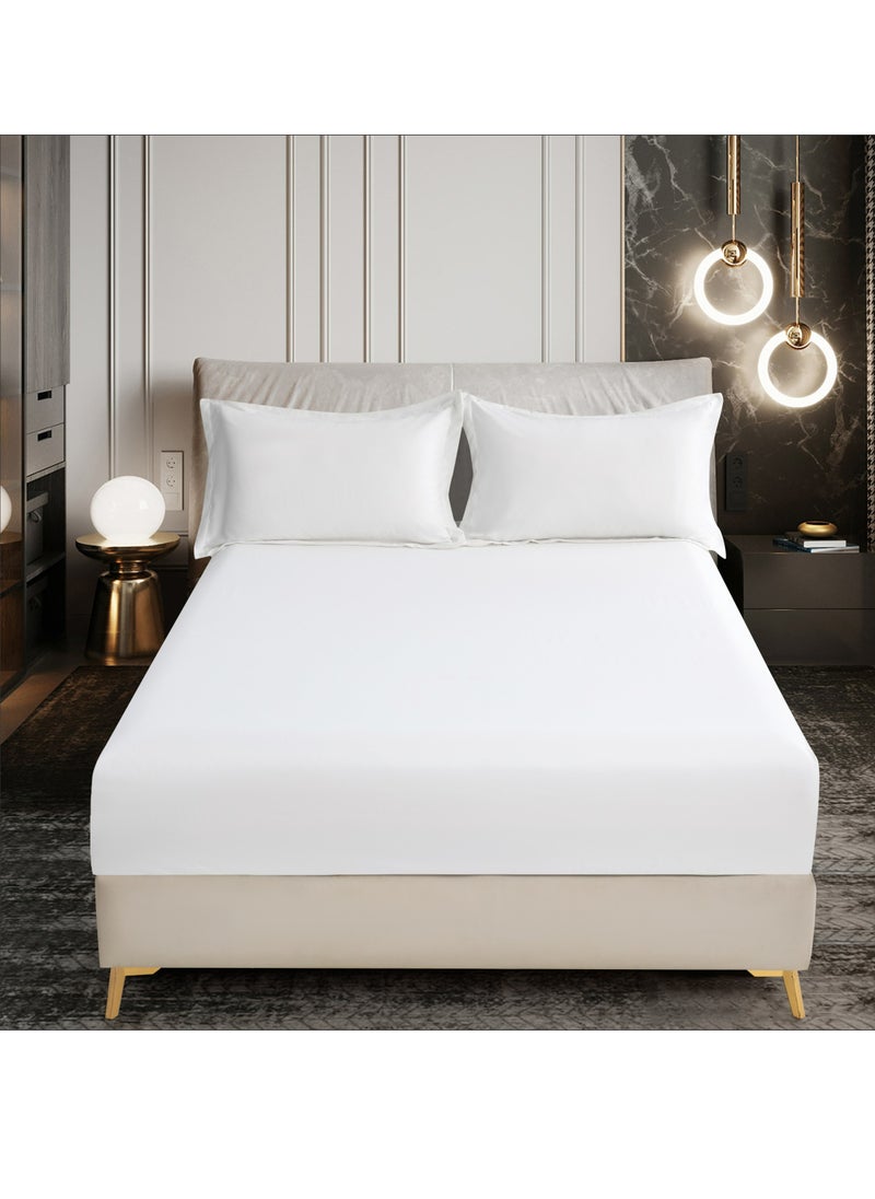 Donetella - Bedding Fitted Sheet - Fits 90x190 Cm Bed For Single Bed 2 Pcs (1 Fitted Sheet and 1 Pillowcase) - 30 Cm Deep Pocket - Solid Bed Sheet - Image 1