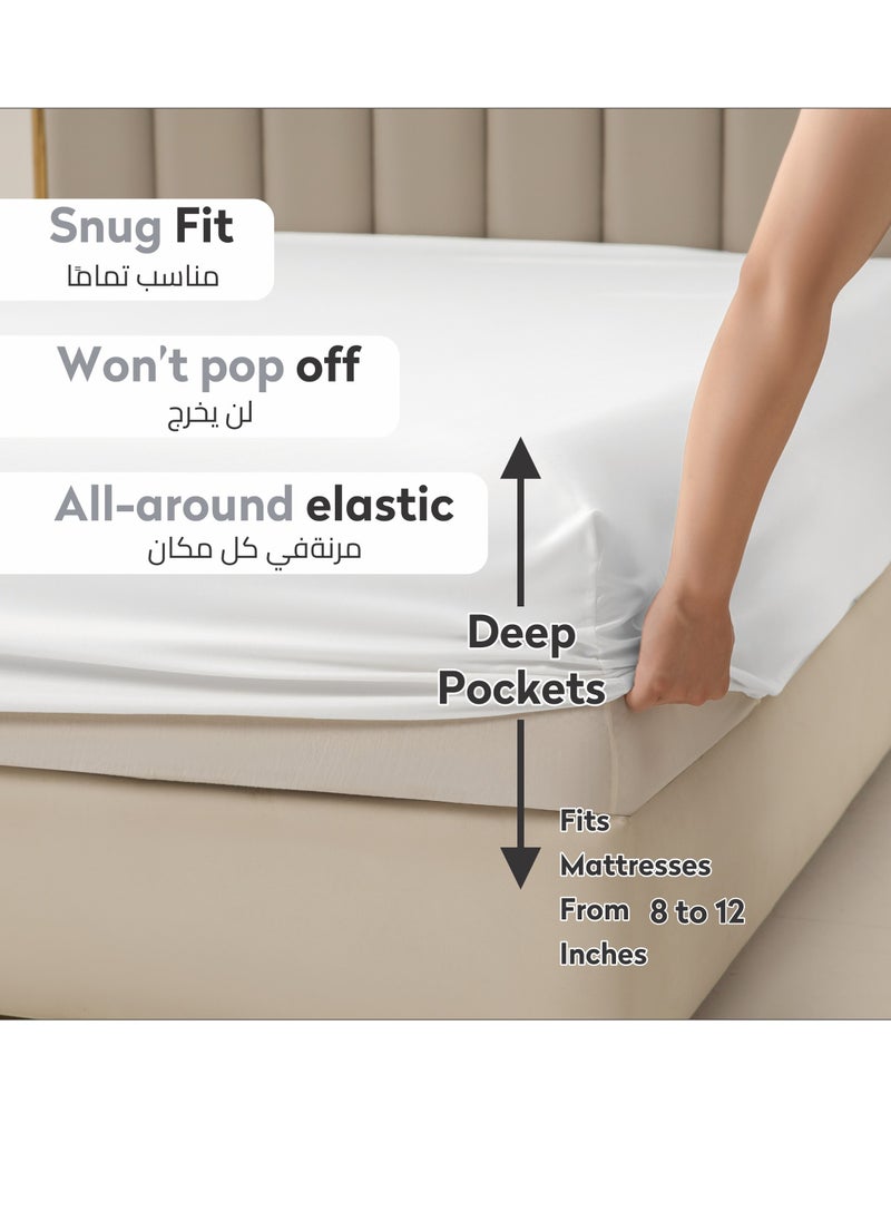 Donetella - Bedding Fitted Sheet - Fits 90x190 Cm Bed For Single Bed 2 Pcs (1 Fitted Sheet and 1 Pillowcase) - 30 Cm Deep Pocket - Solid Bed Sheet - Image 1