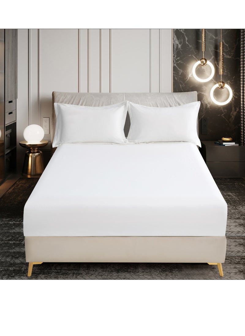 Donetella - Bedding Fitted Sheet - Fits 90x190 Cm Bed For Single Bed 2 Pcs (1 Fitted Sheet and 1 Pillowcase) - 30 Cm Deep Pocket - Solid Bed Sheet - Image 1