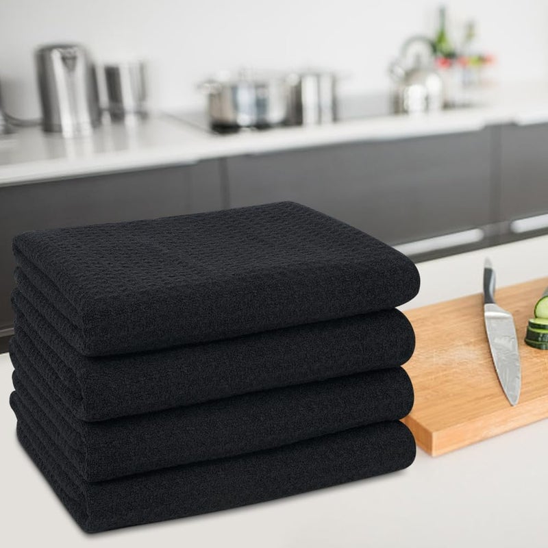 VIVOTE Microfibre Tea Towels, Black Kitchen Towels, Soft & Absorbent, Premium Multipurpose Quick Drying Rags (40 x 60 cm, Pack of 4) - Image 2