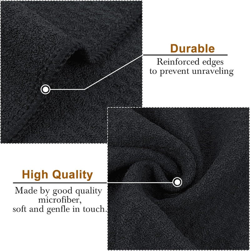 VIVOTE Microfibre Tea Towels, Black Kitchen Towels, Soft & Absorbent, Premium Multipurpose Quick Drying Rags (40 x 60 cm, Pack of 4) - Image 4