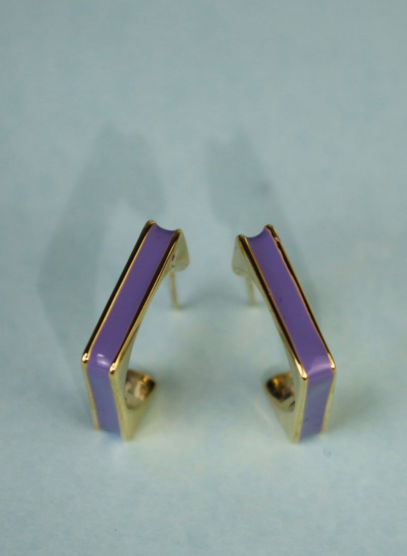 R.C.E Accessories Lavender Square Hoop Earrings for Women - Lightweight Gold-Tone Fashion Jewellery - Image 2