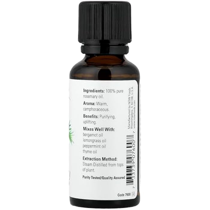NOW Essential Oils, Rosemary Oil, Purifying Aromatherapy Scent, Steam Distilled, 100% Pure, Vegan, 1-Ounce - Image 2