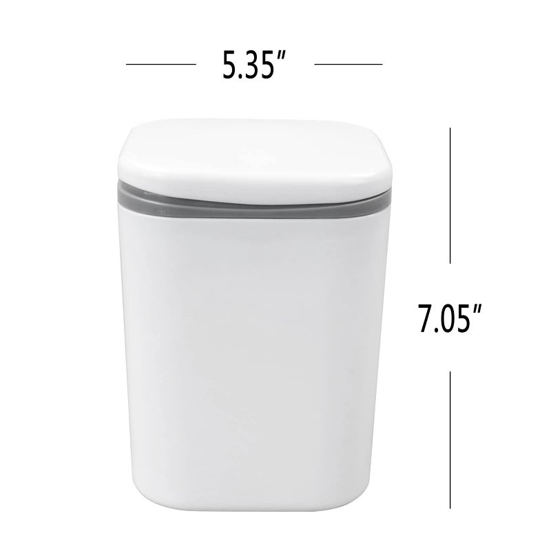 Begale 0.5 Gallon White Tiny Plastic Desktop Garbage Can, Mini Trash Can with Lid, F - Image 2