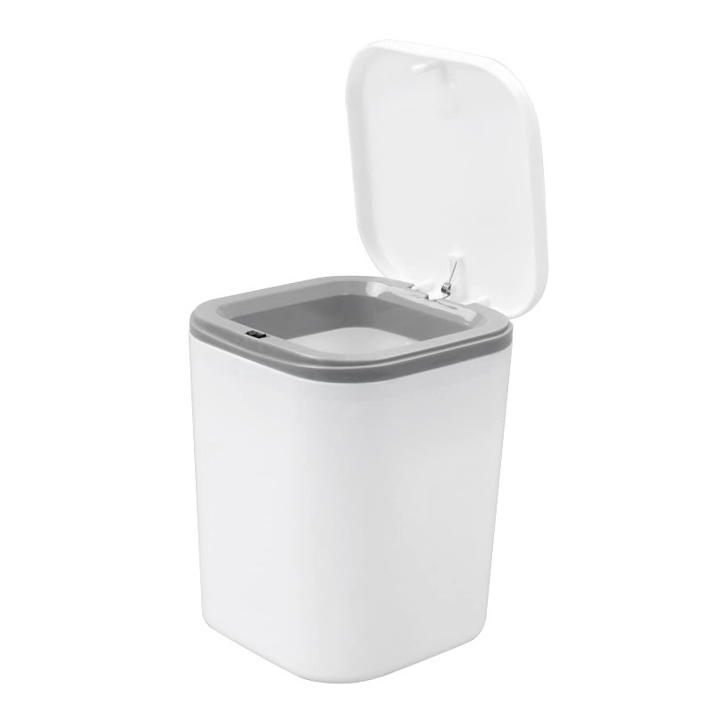 Begale 0.5 Gallon White Tiny Plastic Desktop Garbage Can, Mini Trash Can with Lid, F - Image 1