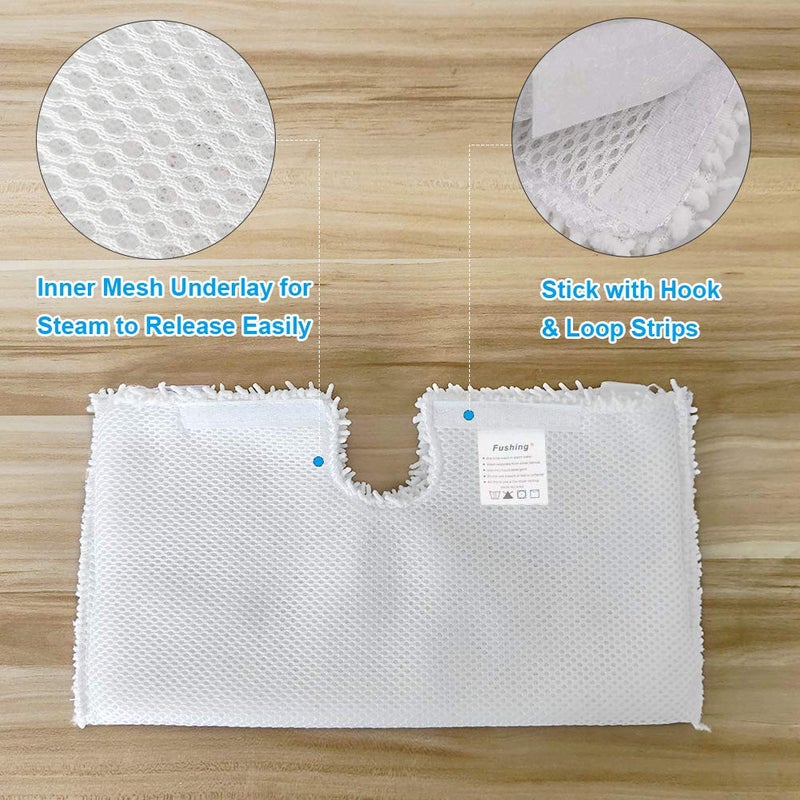 Fushing 3Pcs Steam Mop Pads, Washable Microfiber Cleaning Steamer Replacement Pads for Shark Steam Mop S3501 S3601 S2902 S3901 S3550 S3601D S3801 S3801CO SE450 S2901 - Image 3