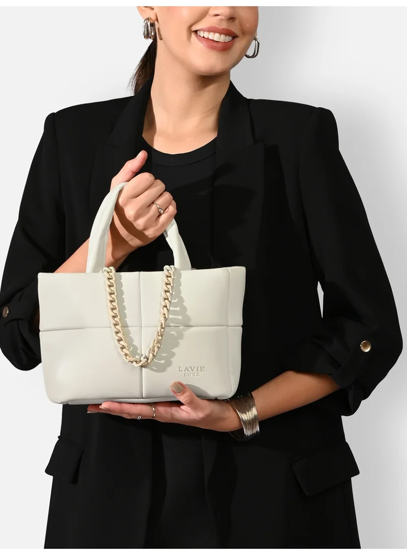 لافي حقيبة يد نسائية فاخرة صغيرة منتفخة أوف وايت
