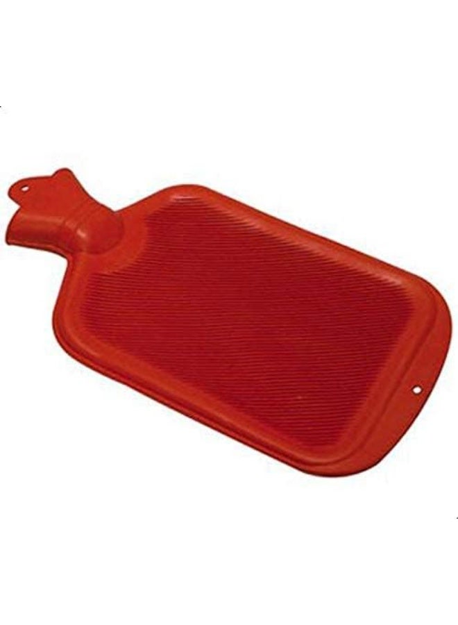 Red rubber hot water bottle - compact thermal bag with protective fabric cover - microwaveable and reusable for pain relief - Image 3