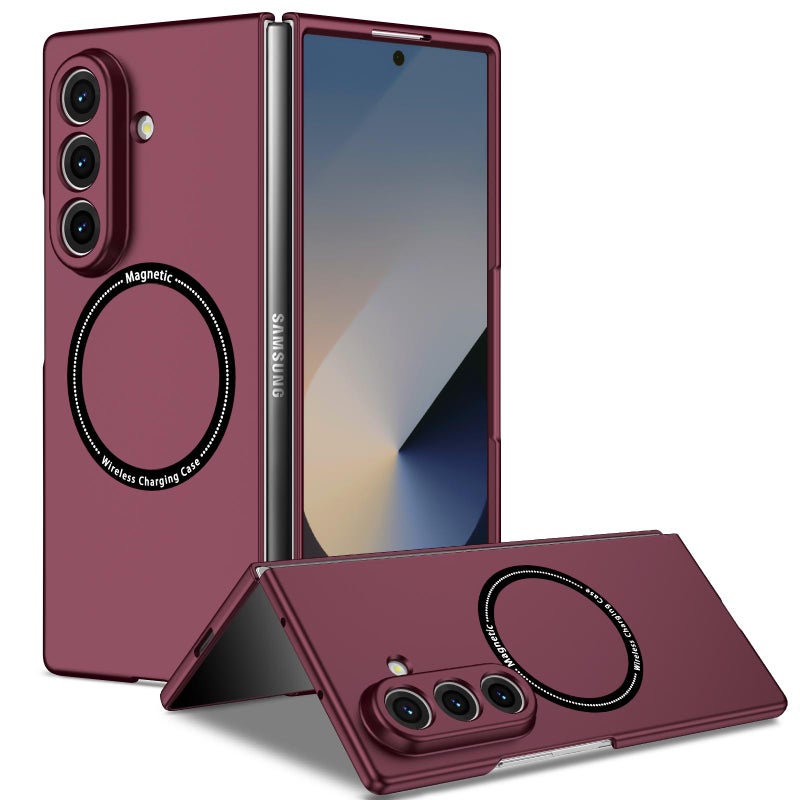 erorex For Samsung Galaxy Z Fold7 5G Magsafe Magnetic Folding PC Phone Case(Wine Red) - Image 1