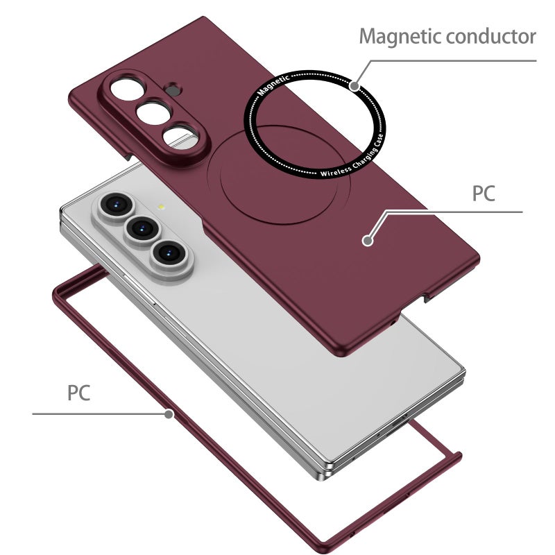 erorex For Samsung Galaxy Z Fold7 5G Magsafe Magnetic Folding PC Phone Case(Wine Red) - Image 5