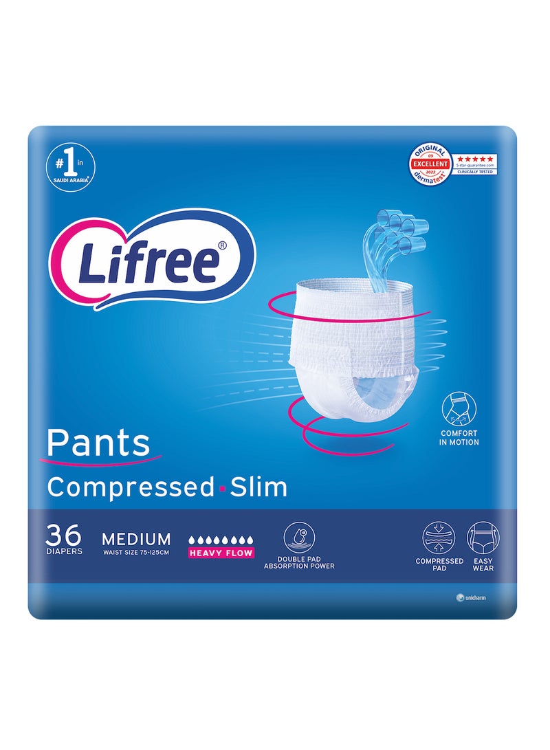 Lifree Slim Culotte Adult Diaper Pants Medium Size 6 Cup Absorbency Mega Pack 36 Pieces  - Image 1