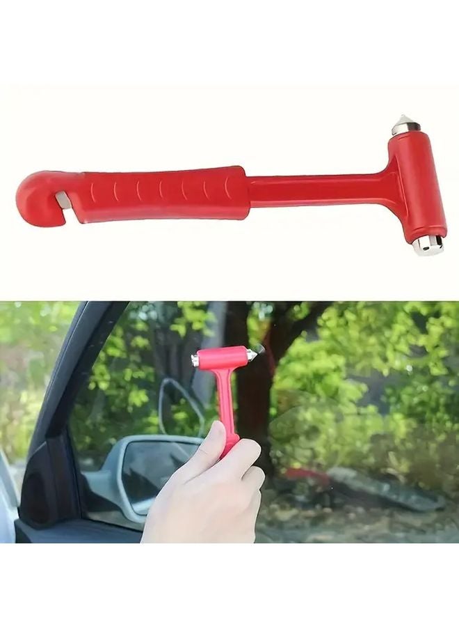 Red Car Safety Hammer Metal Window Breaker Lightweight Emergency Escape Tool 1pc - Image 3