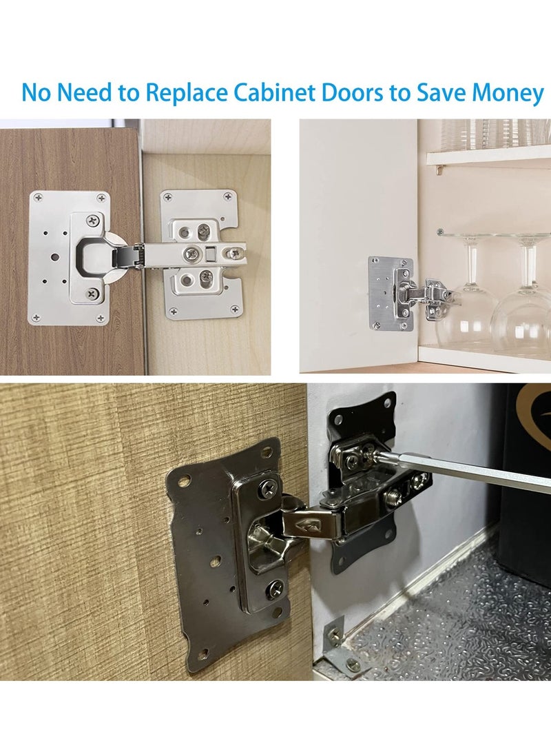 Cabinet Hinge Repair Plate, Stainless Steel Hinge Repair Kits with Mounting Screws Wooden for Protecting Furniture and Kitchen Cabinet 4 Half Hole - Image 4