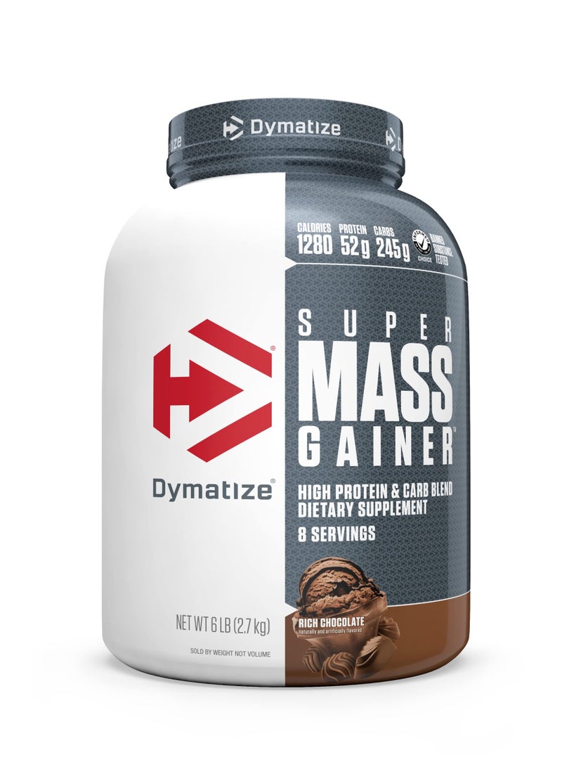 ديماتيز مكمل غذائي سوبر ماس جينر عالي البروتين والكربوهيدرات، شوكولاتة غنية، 6 رطل - Image 1