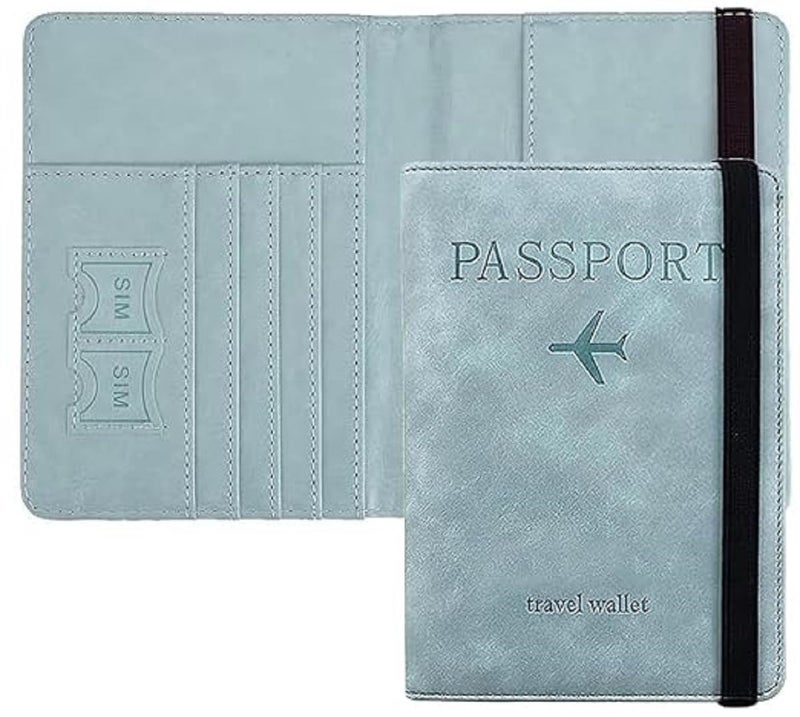 MOHILAA Passport Holder & Cover with Card and Boarding Pass Slots – PU Leather Bi-Fold Travel Wallet Case | RFID Blocking Travel Accessory for Passports, Credit Cards & IDs (Passport-Holder-Skyblue-2) - Image 1
