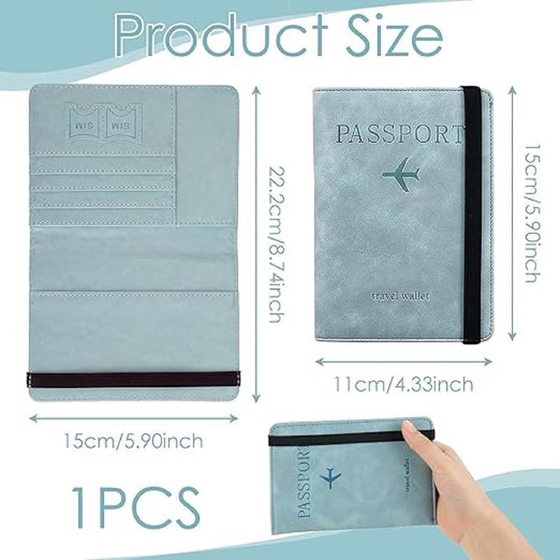 MOHILAA Passport Holder & Cover with Card and Boarding Pass Slots – PU Leather Bi-Fold Travel Wallet Case | RFID Blocking Travel Accessory for Passports, Credit Cards & IDs (Passport-Holder-Skyblue-2) - Image 2