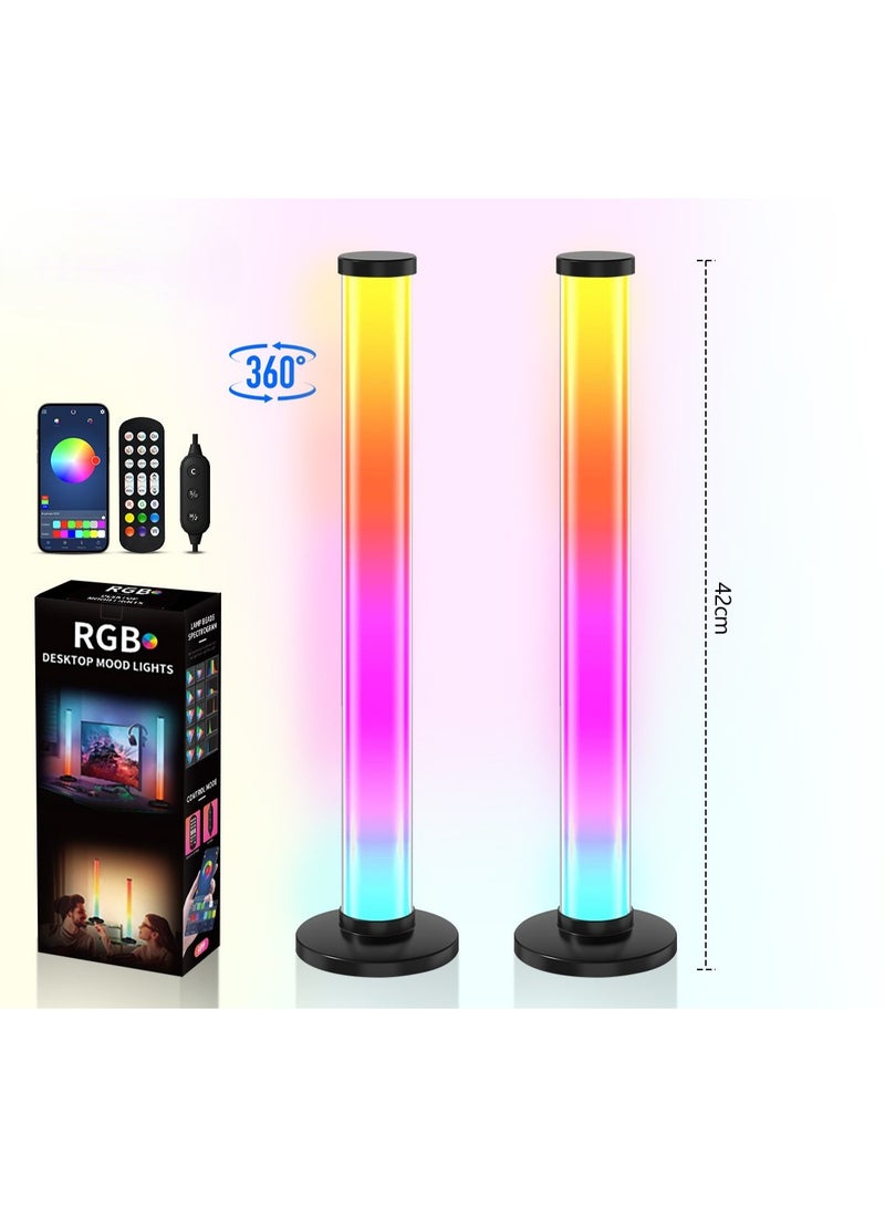 YANCI Smart 360°RGB Ambient Light Bars 2-Pack, Music Sync LED Desk Lamp Set of 2, Gaming Monitor Backlight, DIY Color Modes, RGBICWW Smart Ambient Lighting for Desk, Bedroom & Gaming Setup - Image 1