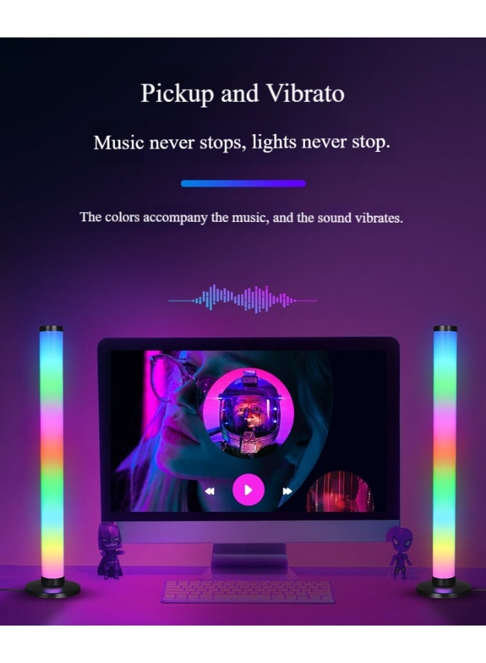YANCI Smart 360°RGB Ambient Light Bars 2-Pack, Music Sync LED Desk Lamp Set of 2, Gaming Monitor Backlight, DIY Color Modes, RGBICWW Smart Ambient Lighting for Desk, Bedroom & Gaming Setup - Image 2