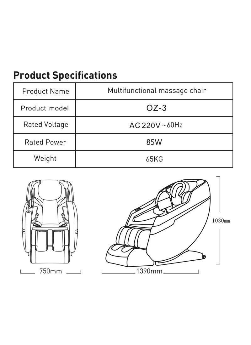 Generic - Ozone Massage Chair | Multi-Function Shiatsu Full Body Electric Massage Chair SL Track Zero Gravity and Musical Function For Your Loved Ones and For Gift (5 Years Warranty) (White) - Image 1