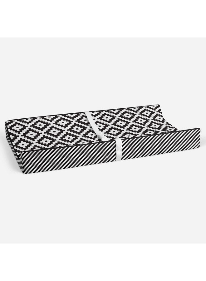 باكاتي غطاء وسادة تغيير الحفاضات Love Warp Stripes من Bacati، باللونين الأسود والأبيض (LOBKWSTCPC) - Image 3
