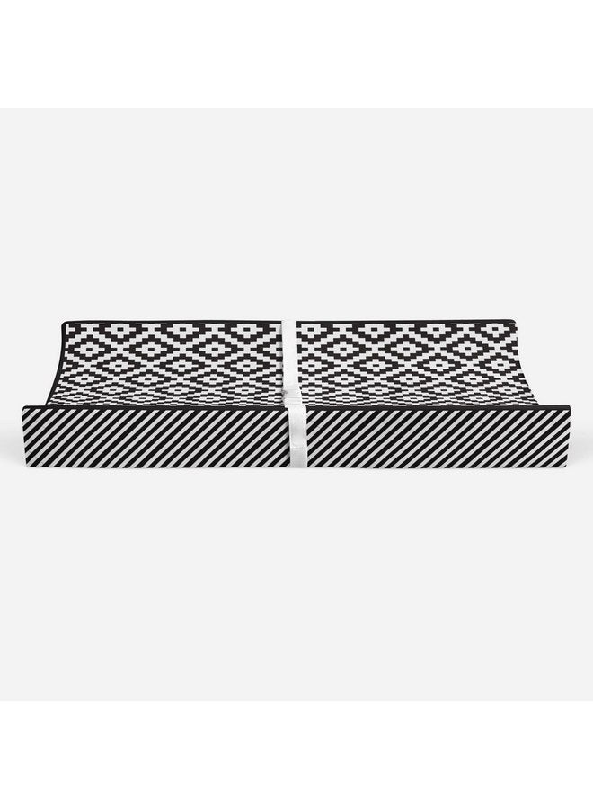 باكاتي غطاء وسادة تغيير الحفاضات Love Warp Stripes من Bacati، باللونين الأسود والأبيض (LOBKWSTCPC) - Image 4