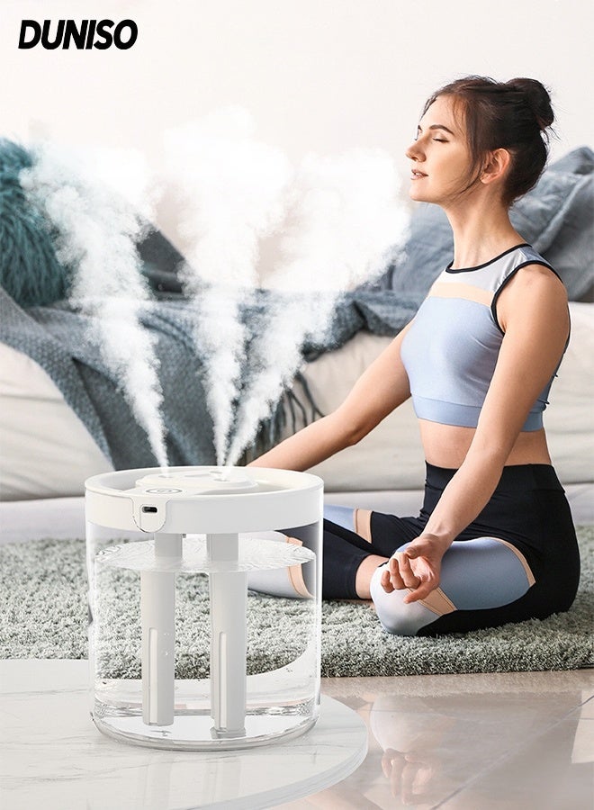 DUNISO 1.5L Large Capacity Rechargeable Humidifier 3 Spray Type-C Mute Ultrasonic Humidifier Essential Oil Diffuser LED Light Bedroom Air Humidifie Cool Mist Top Fill Desktop Home Ultra-Silent Humidifier for Home, Office, Baby - Image 1