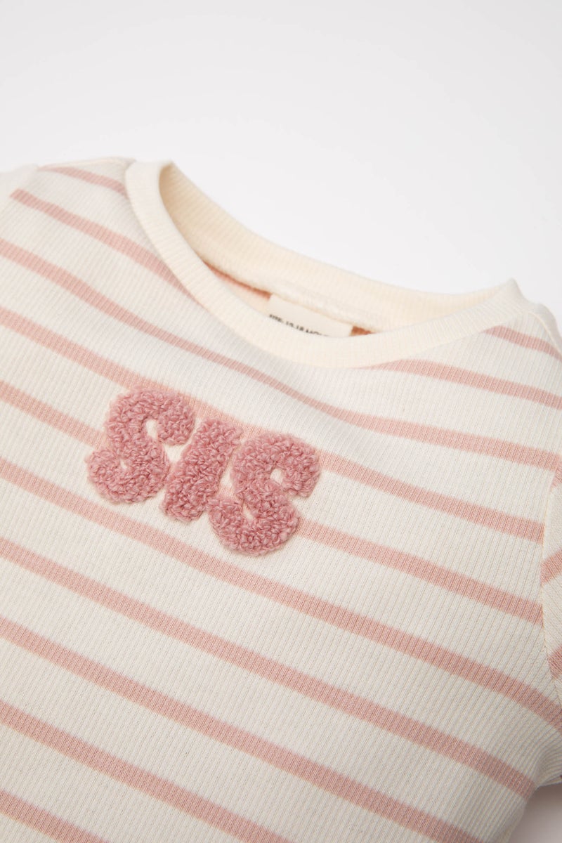 ديفاكتو طقم بيجاما بيبي بناتي مخطط مضلع قصة عادية - قطعتين - Image 3