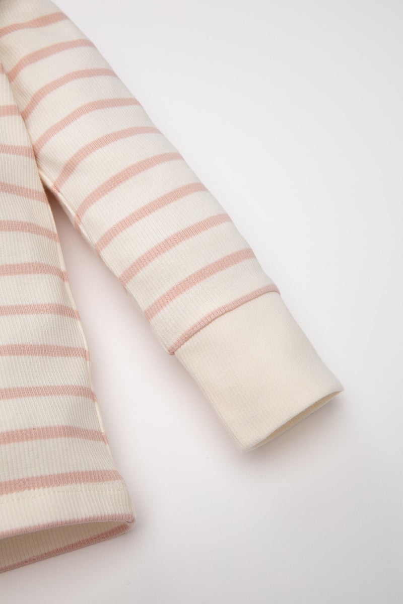 ديفاكتو طقم بيجاما بيبي بناتي مخطط مضلع قصة عادية - قطعتين - Image 5