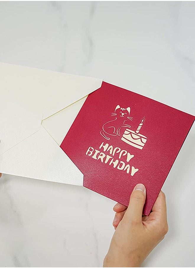 بطاقات عيد ميلاد بتصميم قطة ثلاثية الأبعاد ، بطاقات عيد ميلاد ورقية منبثقة ، هدايا أعياد ميلاد مرحة ، بطاقات معايدة مصنوعة يدويًا لمحبي القطط ، بطاقات معايدة لعيد الأم ، يوم المعلم ، الذكرى السنوية