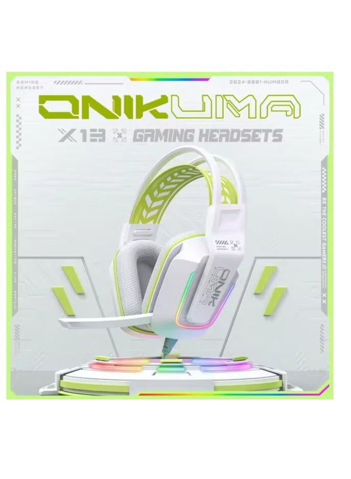 onikuma X13 RGB Colorful Lighting Wired Gaming Headset with Microphone – Immersive Stereo Sound, Noise-Cancelling Mic, Adjustable Headband, Soft Cushioned Ear Cups – Comfortable for Long Sessions, Ideal for Gaming, Streaming, and Communication – Compatible with PC, PS4, Xbox, and Mobile - Image 2