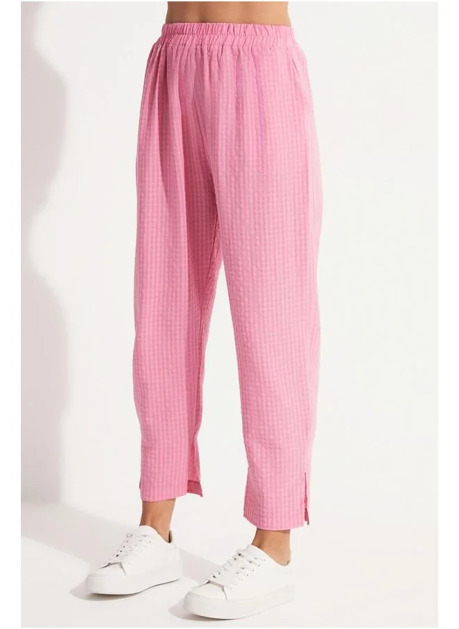JUNE June Self-Textured Shirt Trouser Set Pink
