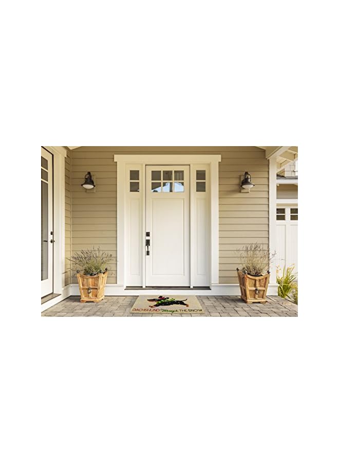 Green Tiger Christmas Coir Door Mat Outdoor Cat & Dog Themed Doormat for Animal Lovers, 17x29, Dachshund Through The Snow - Image 3