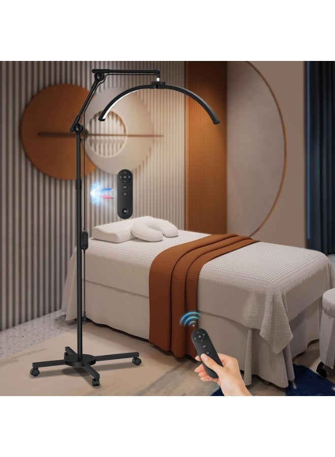 Original LED half-moon design floor lamp with four-wheel base and phone holder - Black - Image 1