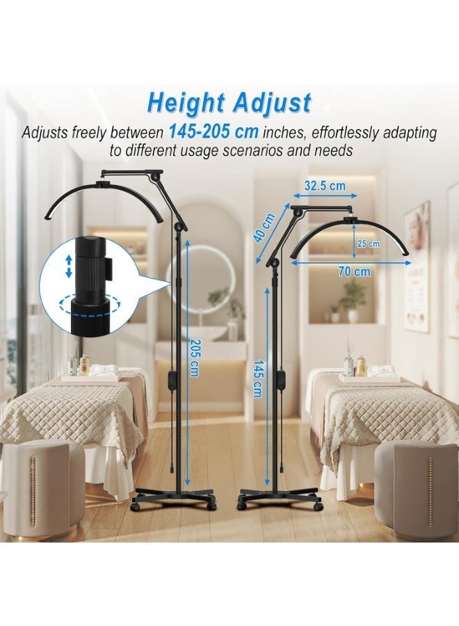 Original LED half-moon design floor lamp with four-wheel base and phone holder - Black - Image 5