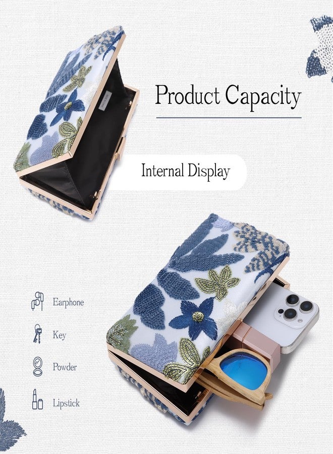 Lanpet Embroidery Clutch Purses for Women Floral Sequin Evening Bag Formal Designer Handbags with Chain for Wedding, Party - Image 5