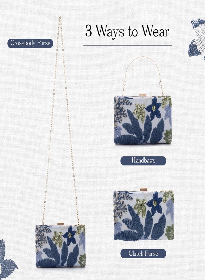 Lanpet Embroidery Clutch Purses for Women Floral Sequin Evening Bag Formal Designer Handbags with Chain for Wedding, Party - Image 4