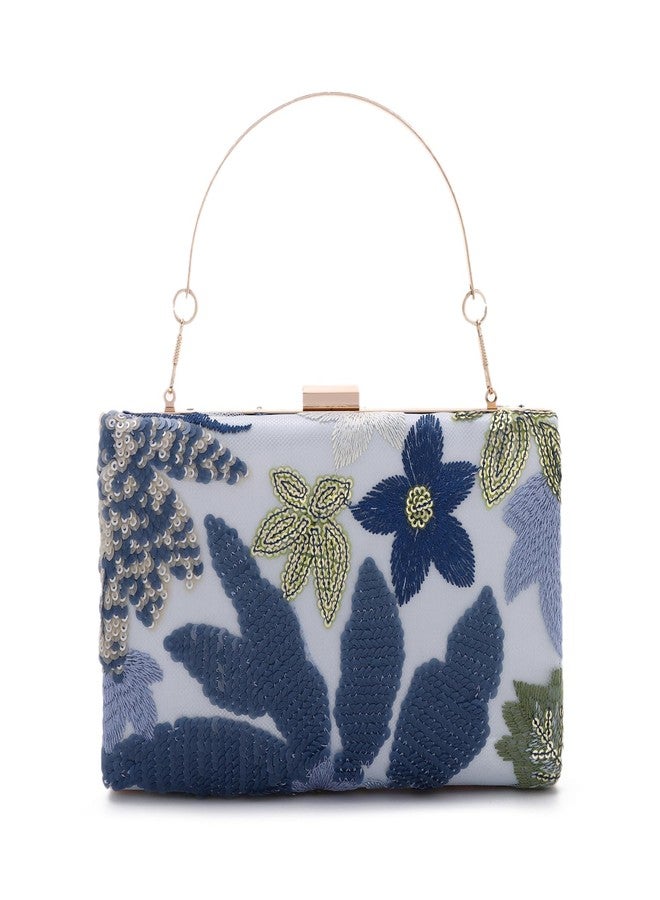 Lanpet Embroidery Clutch Purses for Women Floral Sequin Evening Bag Formal Designer Handbags with Chain for Wedding, Party - Image 1