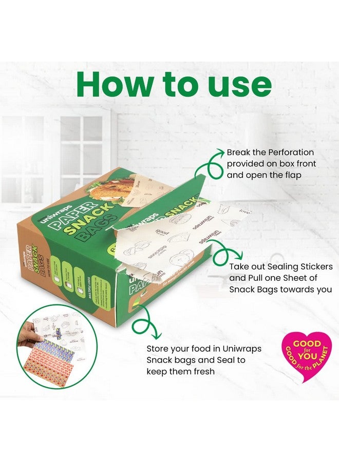 Oddy Uniwraps Multi-Purpose Paper Snack Bags with Sealing Stickers | Pack of 60 Bags, 8x5.5 Inch Each - Image 3