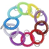 BIHRTC Pack of 30 Colorful Flexible Spiral Coil Stretchable Spring Wristband with Key Ring for Office, Workshop, - Image 1