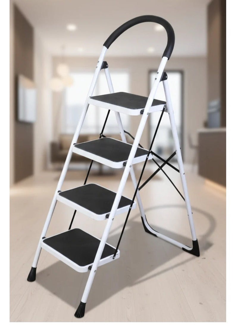 HOMEVEO 4-Step Iron Ladder with Cushioned Safety Handle - Safe and Balanced Design for Home Use - Image 1