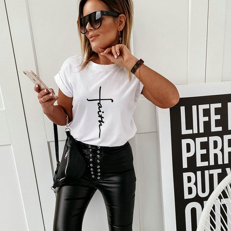 Women'S 2020 Wish Letter Printed Round Neck Short-Sleeved T-Shirt - Image 4