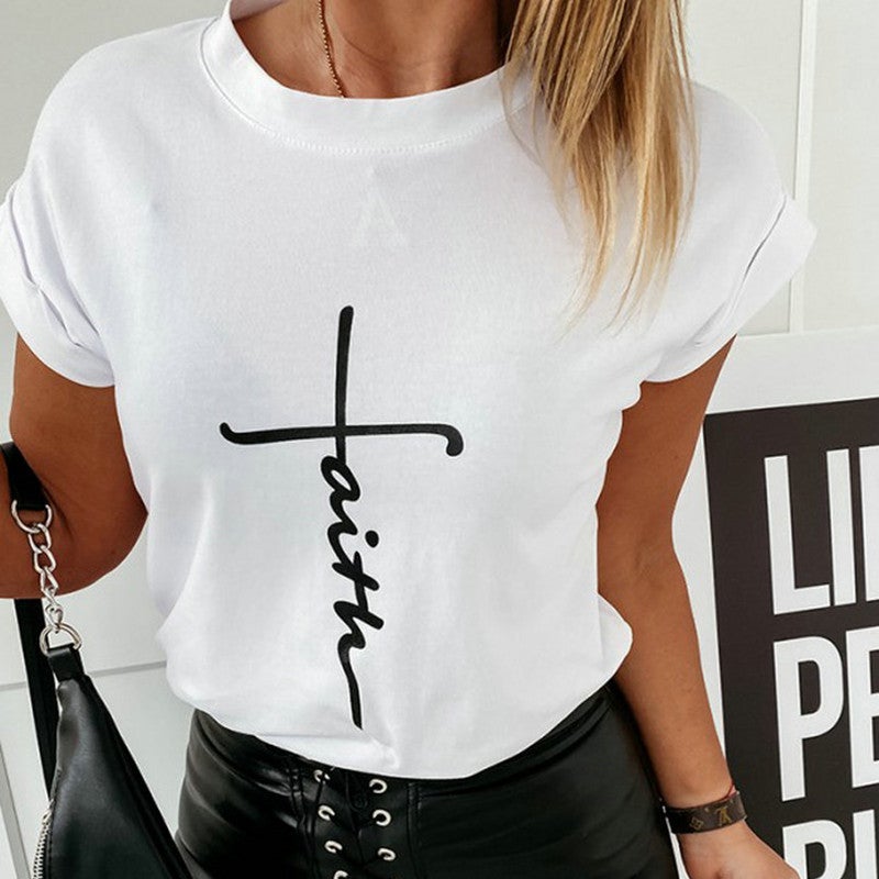 Women'S 2020 Wish Letter Printed Round Neck Short-Sleeved T-Shirt - Image 3